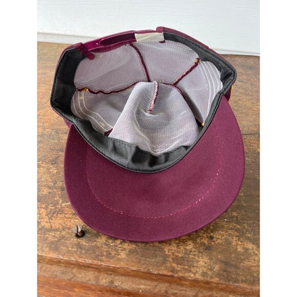Vintage APAC Building America Maroon 3 Stripe Snapback Trucker Hat R3 - Picture 5 of 6